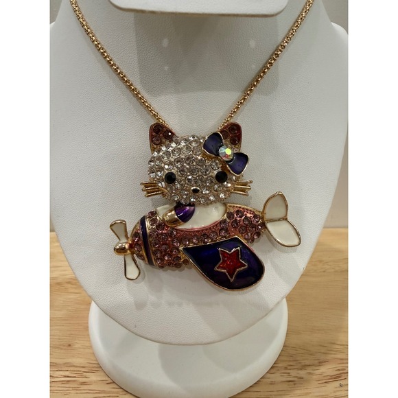 Betsey Johnson Jewelry - Betsey Johnson Hello Kitty Airplane "Come Fly with Me" Rhinestone Necklace